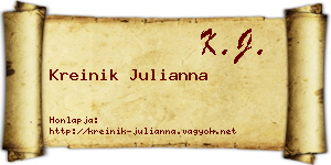 Kreinik Julianna névjegykártya